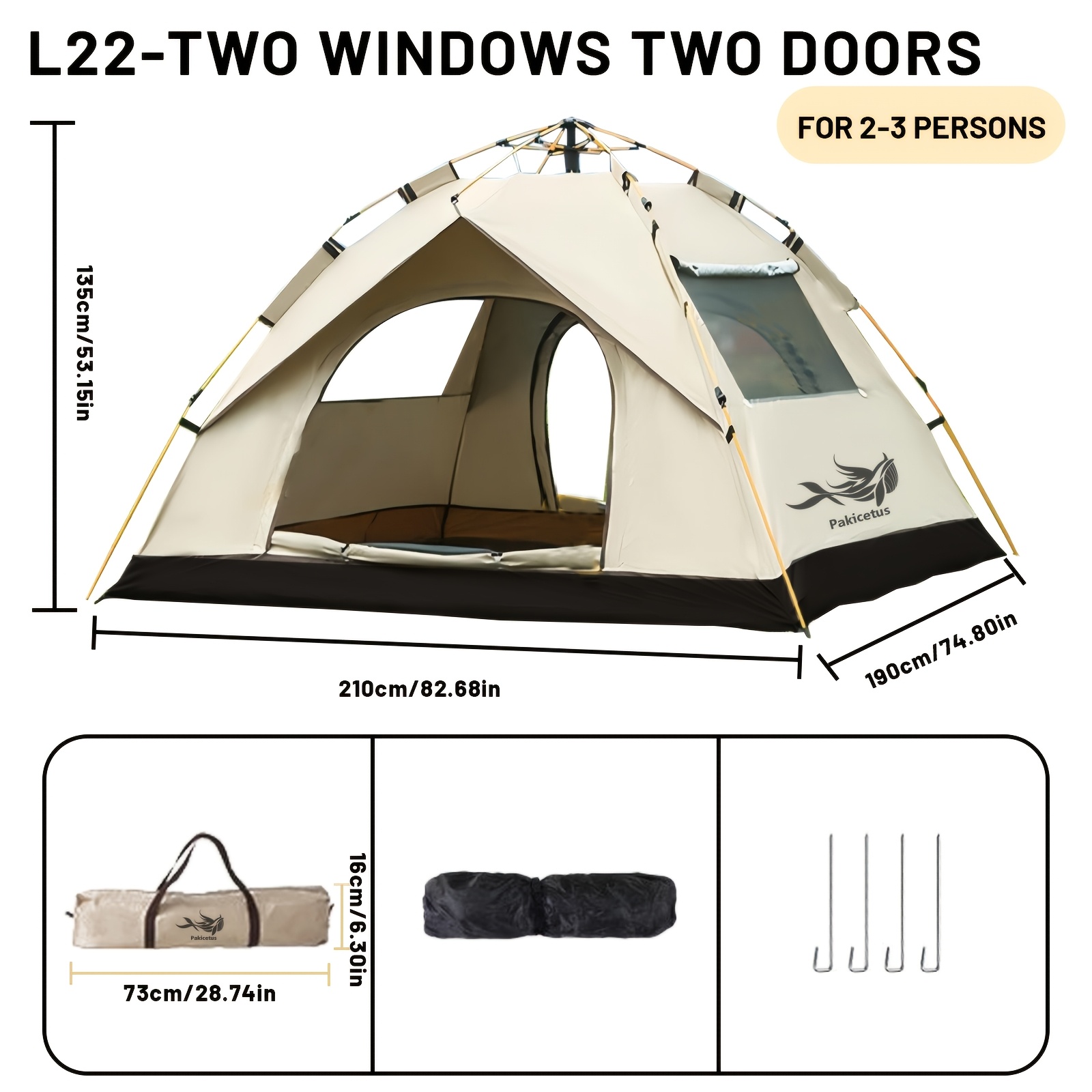 صورة العنصر خيمة pakicetus منبثقة في 3 ثوانٍ مع أعمدة من الألياف الزجاجية وقماش أكسفورد عالي الجودة - إعداد تلقائي فوري، خيمة تخييم خفيفة الوزن لجميع  ، مقاومة للرياح، داخلية واسعة مناسبة للمشي لمسافات طويلة والشاطئ