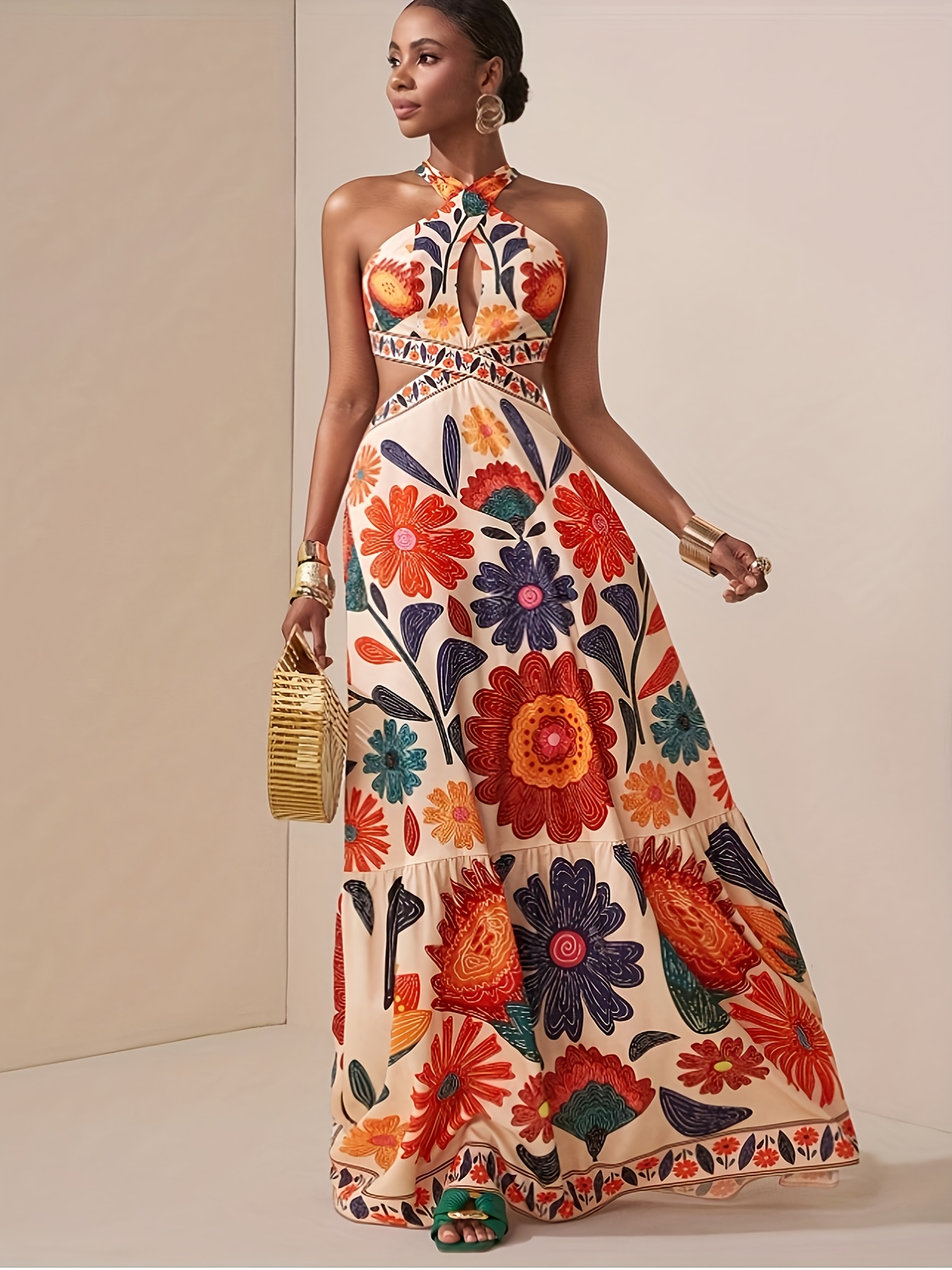 chinese dress ladies Juliet Dunn | Mexican Embroidered V Neck Maxi Dress 