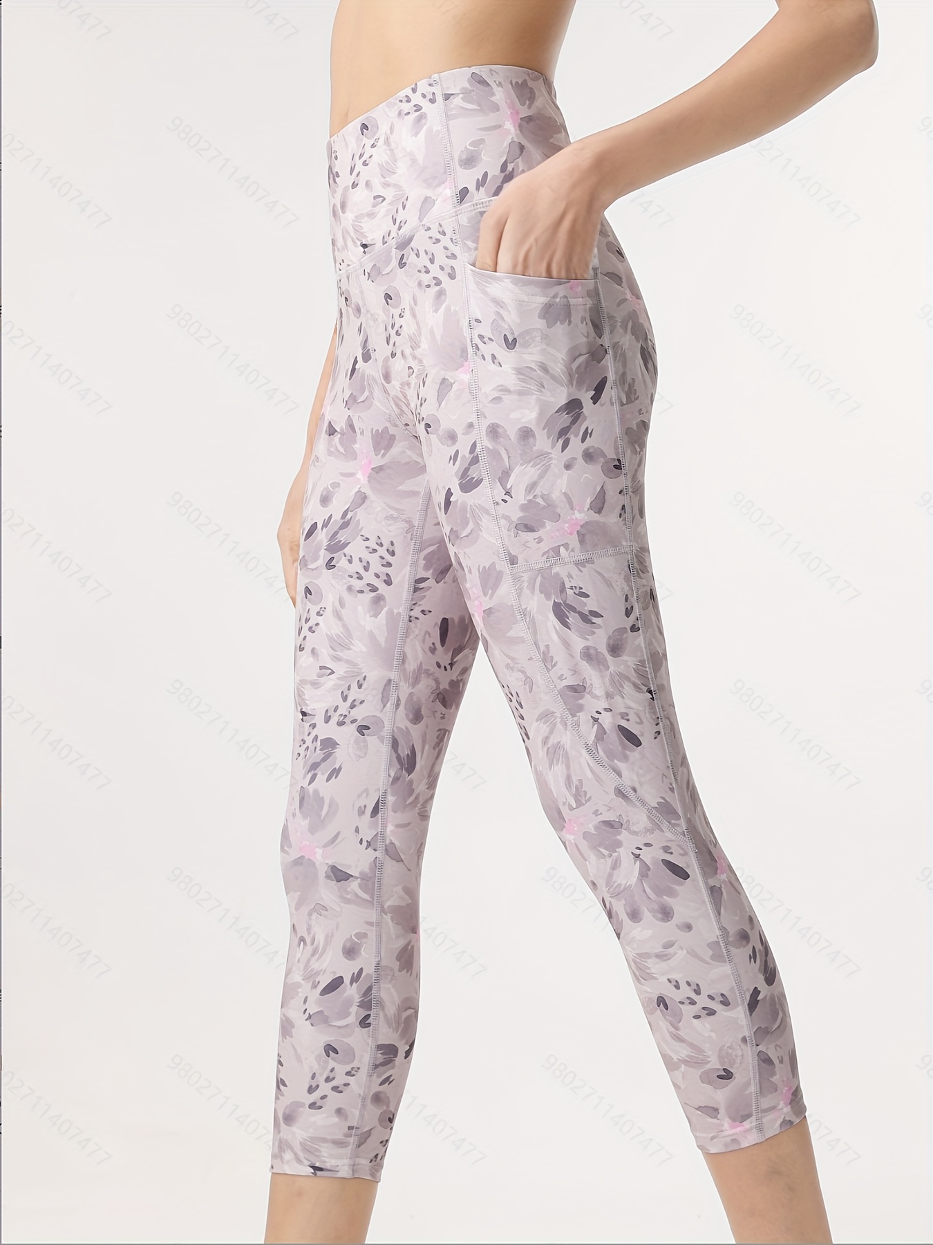 Flower print sports leggings