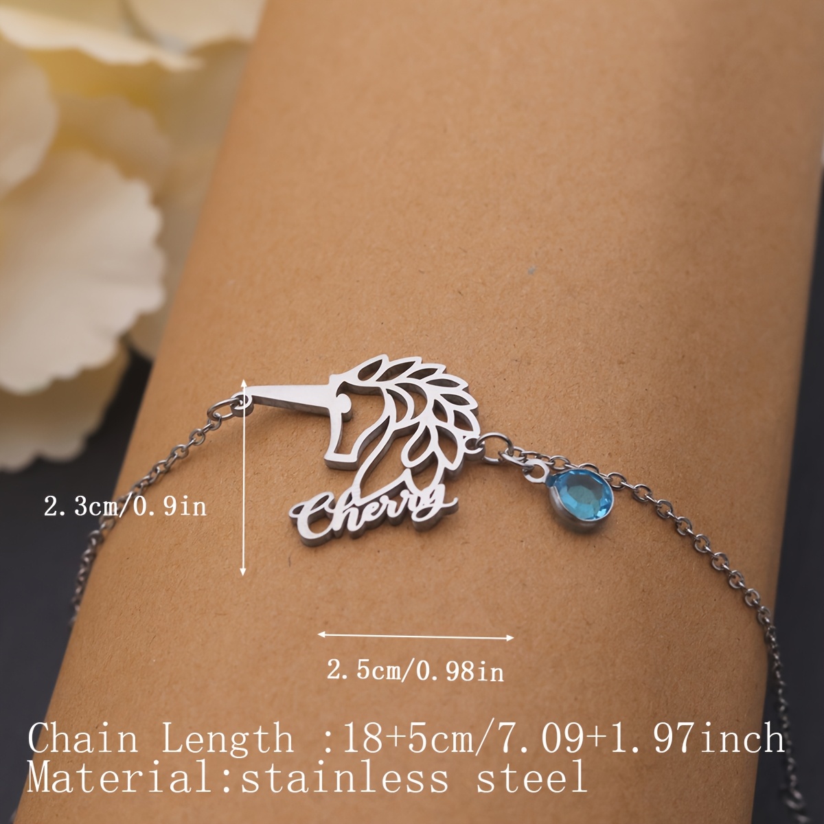 Personalized Unicorn Stainless Steel Bracelet, Birthday Gift