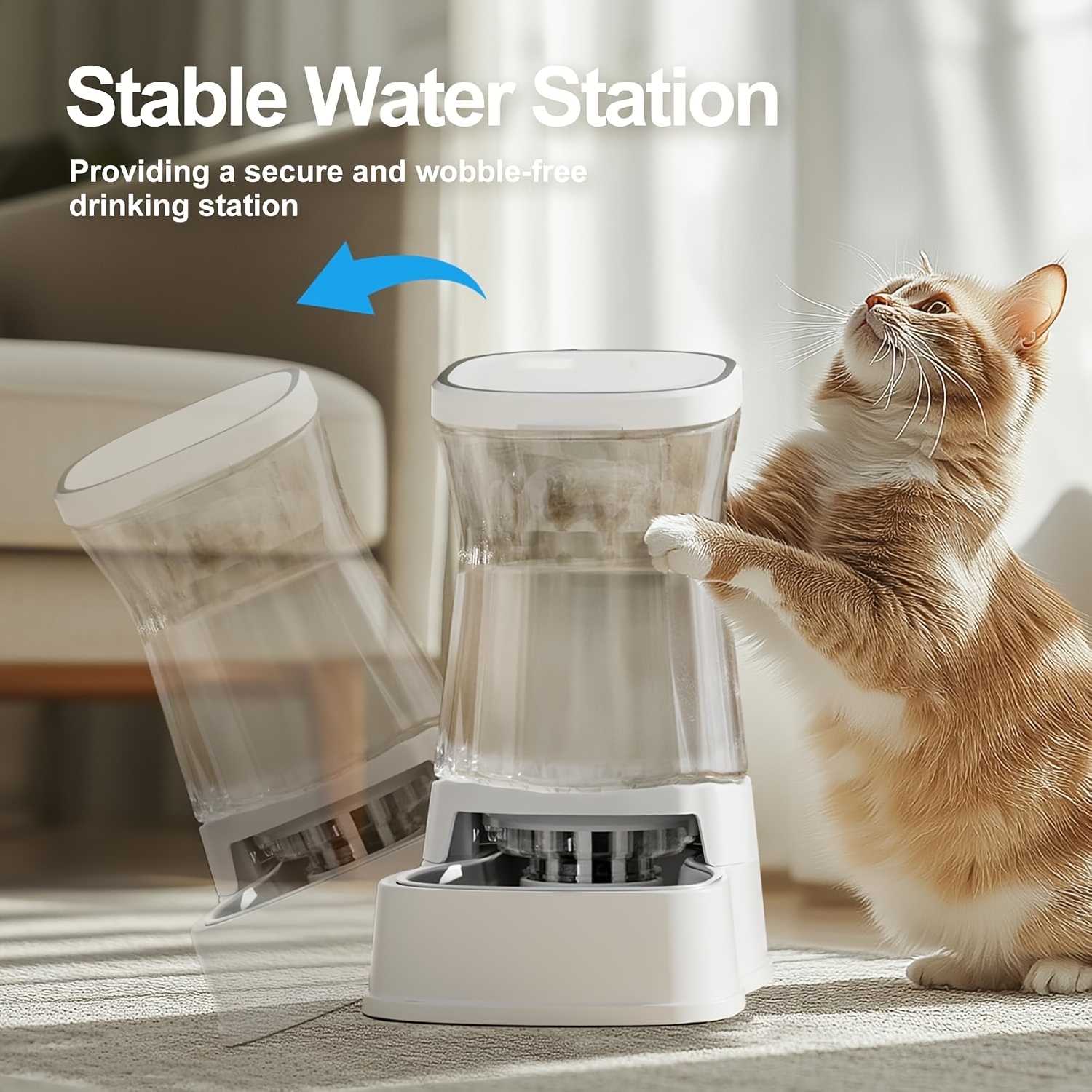 Pet Water Dispenser 3.85L Gravity Automatic Feeding, 304 Stainless Steel Bowl, Removable And Washable, Uncharged, No Battery, For Medium/ Large-Sized Dogs & Cats & Other Pets