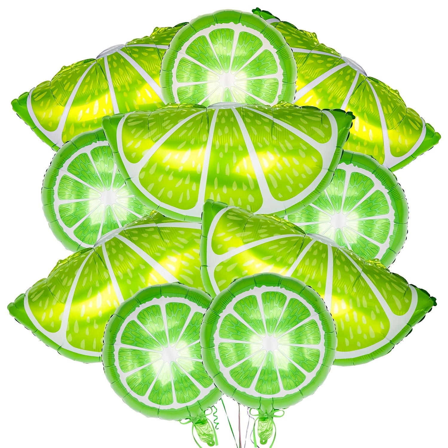 

10-piece Lemon & Lime Foil Balloons - Vibrant Fruit Themed Party Decor For Birthdays, Weddings, Summer Celebrations - Durable Aluminum Film