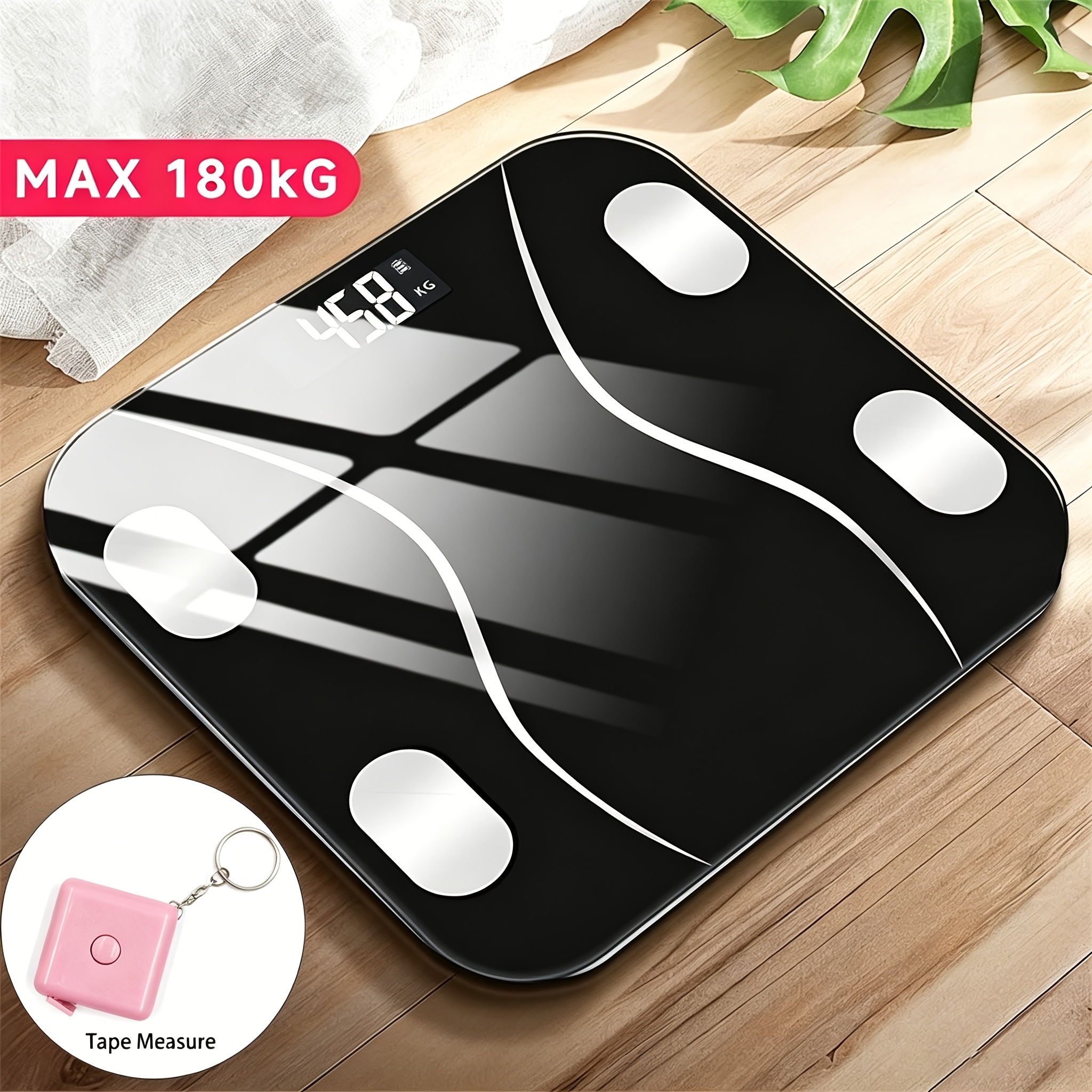 Smart Wireless Body Fat Scale With Tape Measure Combo (2-pack), Bathroom Scale, Wireless App Data Sync, Lcd Display, 180kg/396lb Max Weight Capacity, 3 Units Switchable Kg/lb/st
