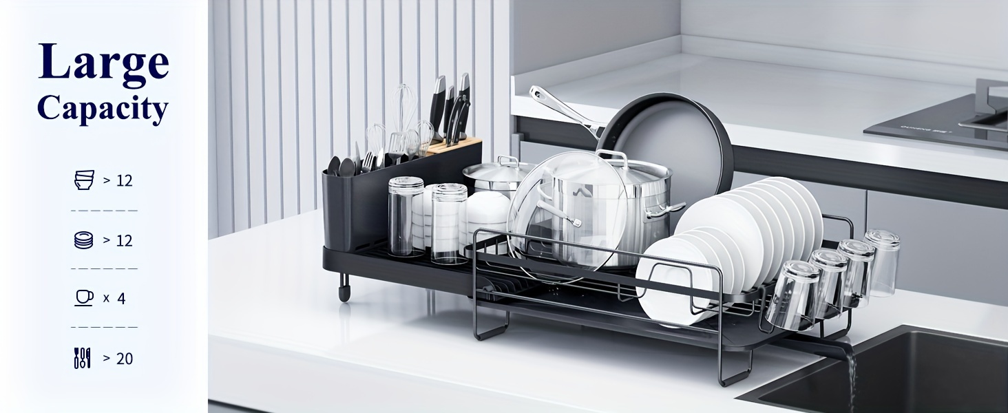 extendable dish drying rack with cutlery holders multifunctional dish rack and   set anti rust large dish drying rack versatile drying dish rack for all kitchenware Product details 1