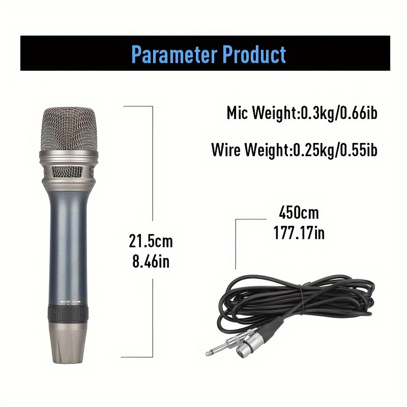 D1 Professional Dynamic Vocal Microphone Moving Coil Dynamic Cardioid Unidirectional Handheld Microphone With ON OFF Switch Includes 177in XLR