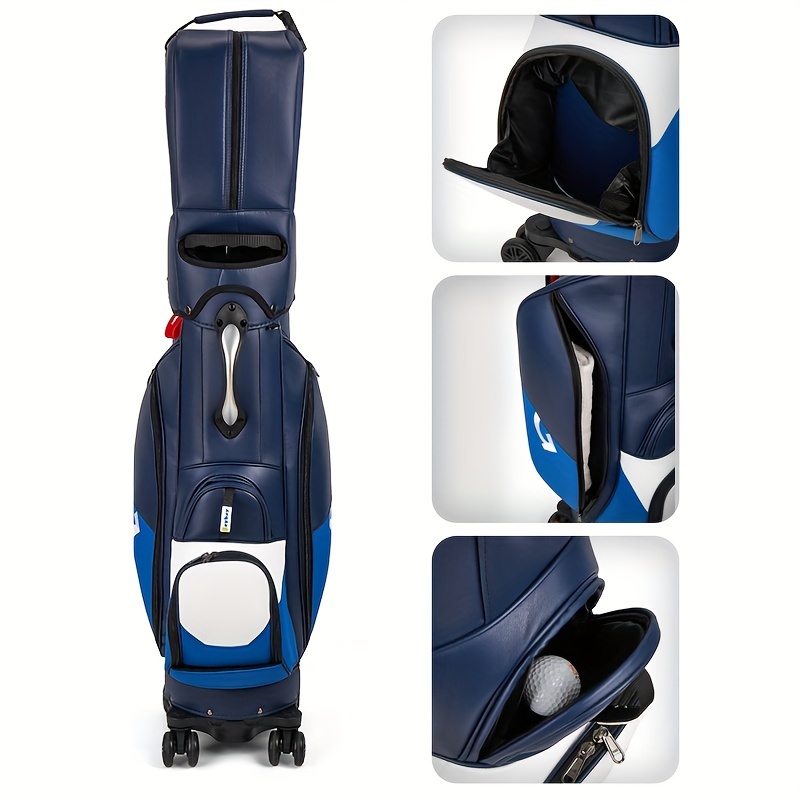 double cap golf club bag golf aviation bag universal four wheel hard shell golf storage bag details 2