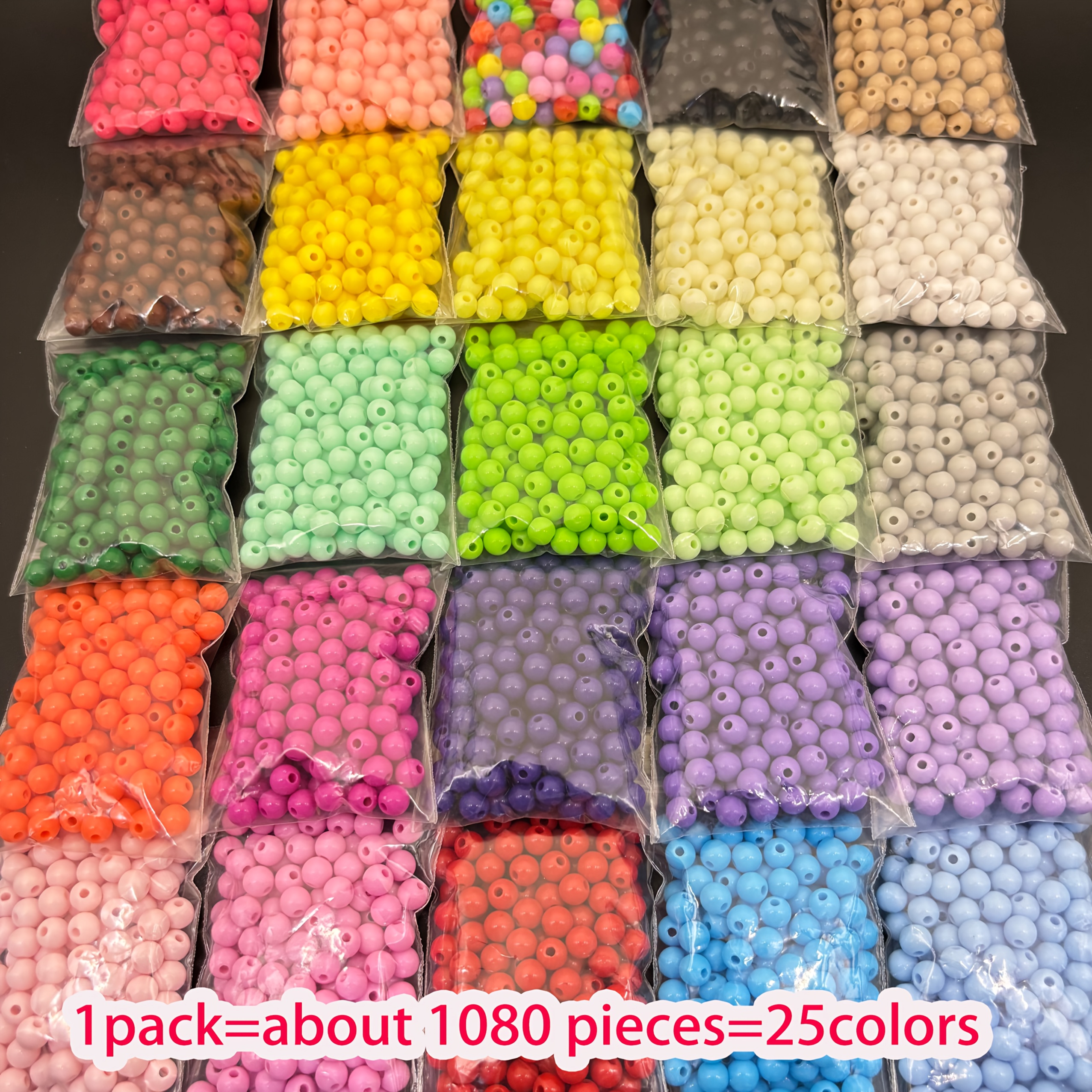 TEMU 1080 6mm/0.236 Inches 25 Colors Solid Color Round Acrylic Loose Beads For Jewelry Making Diy Handmade Bracelet Necklace Mobile Phone Chain