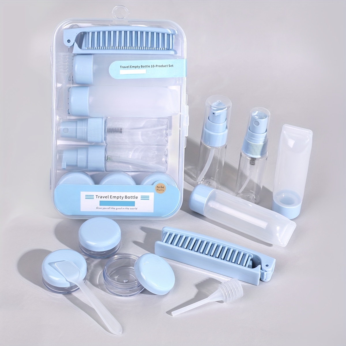 TEMU A 10pcs Travel Filling Bottle Set, Featuring A Waterproof And Lightweight Storage Bag, Leak-proof Filling Bottles, And Various Specifications Of