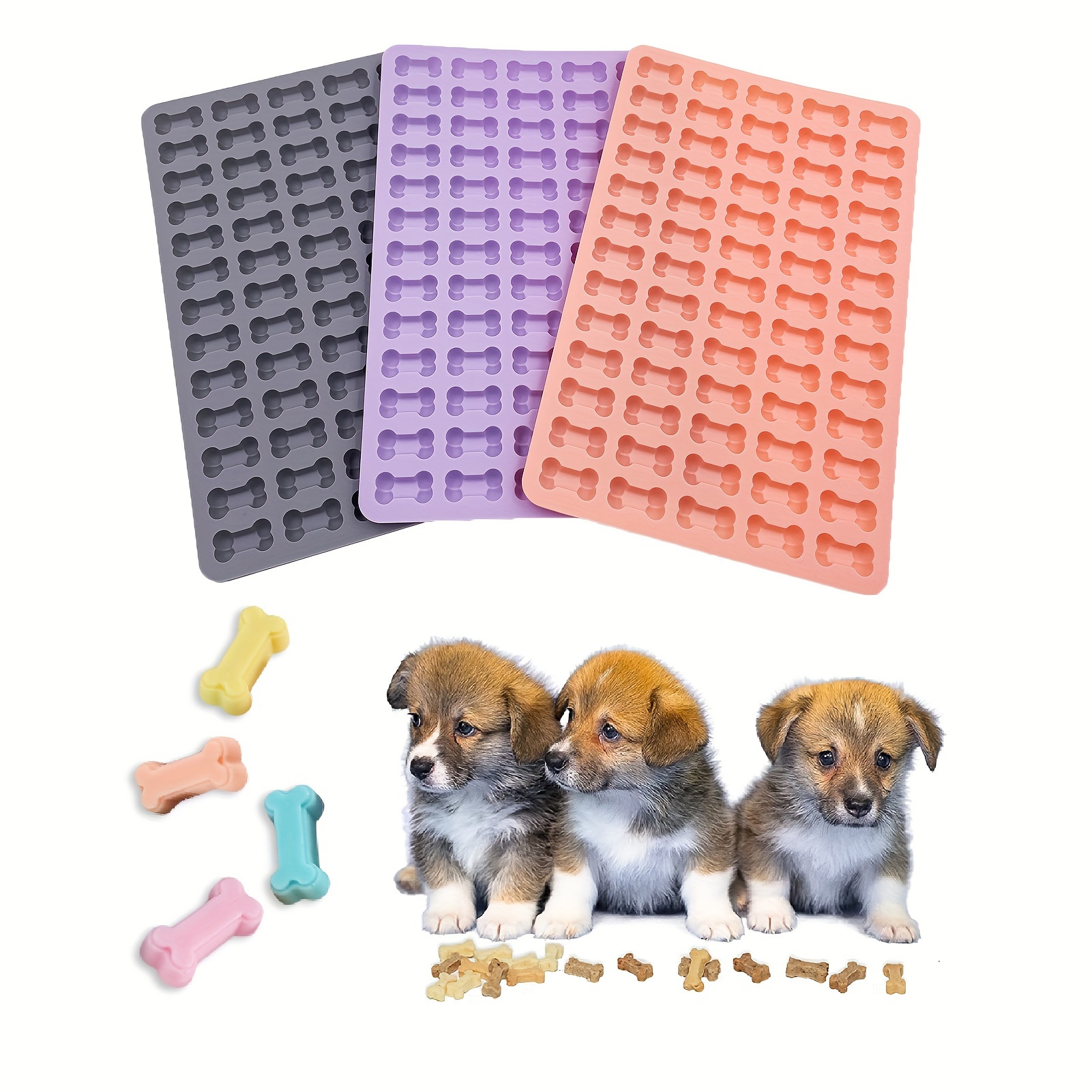 

Silicone Dog Treat Molds - Mini Bone-shaped Cookie, Chocolate, Ice Cube, Candy Mold For Pet Treats - Non-battery, Puppy Care Baking Supplies (1 Piece)