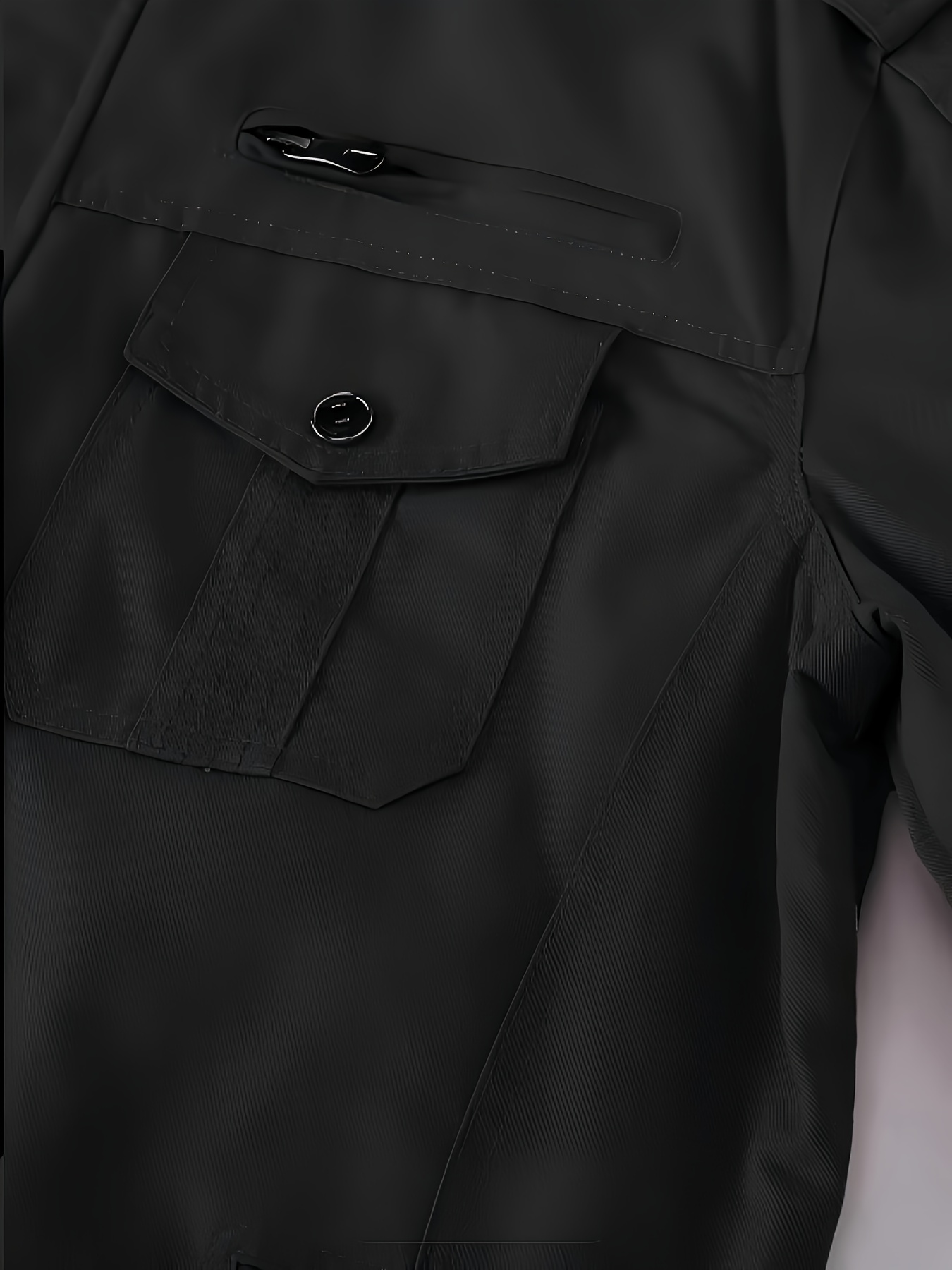 Men's Casual Jacket for Spring and Autumn, Made with Thick, Comfortable, and Structured Fabric in a Vintage Style. Features Multiple Pockets, Ted Ribbed Cuffs and Hem for Windproof Warmth. Suitable for Daily Work, Outdoor Sports