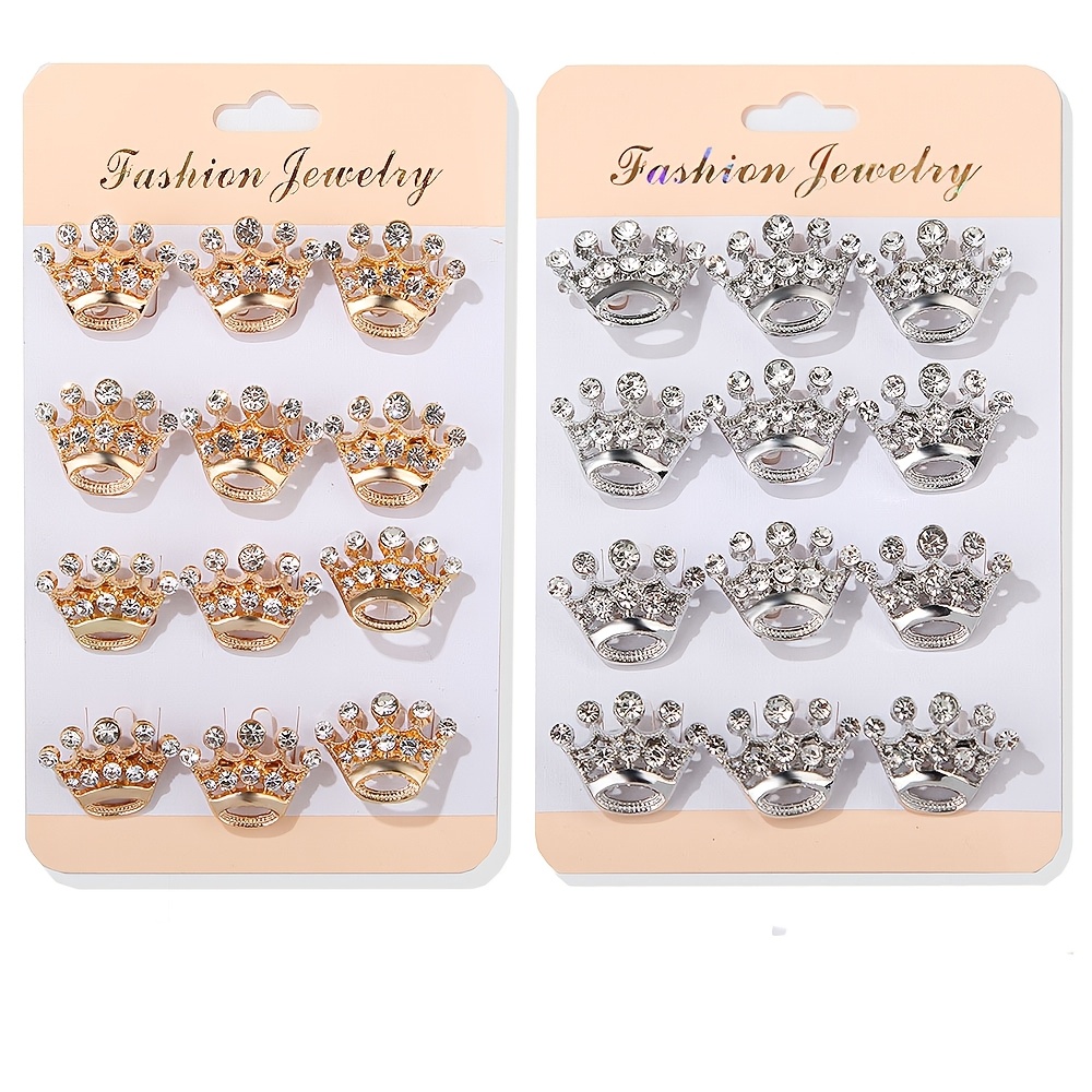 Rhinestone Small Crown Brooch, Elegant Accessory