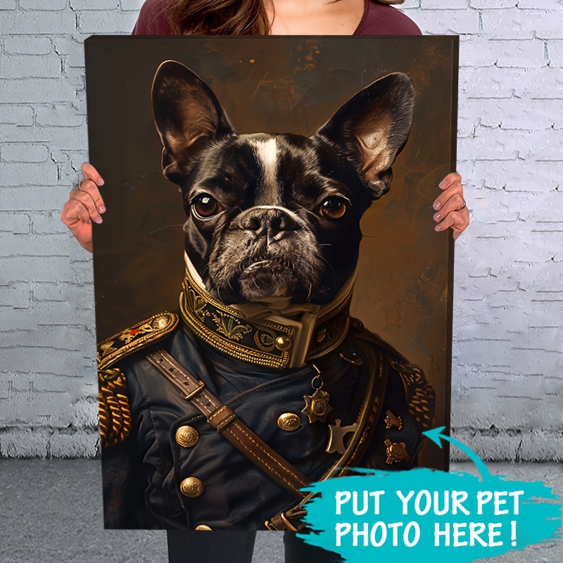 

1pc Framed Custom Pet Portrait Painting Canvas Wall Art, Renaissance Portrait From Photo, General Portrait, Ready To Hang