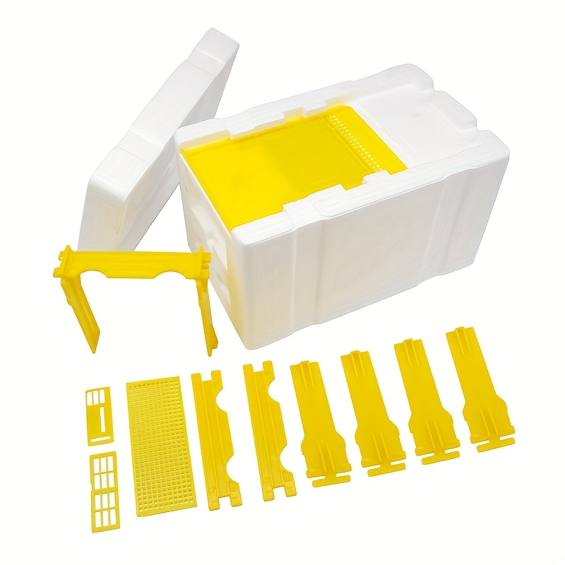 TEMU Future Queen Mating Box - Compact Beehive With Queen Cell Chamber, Yellow Landing Platforms - Durable Foam & Plastic Construction - For