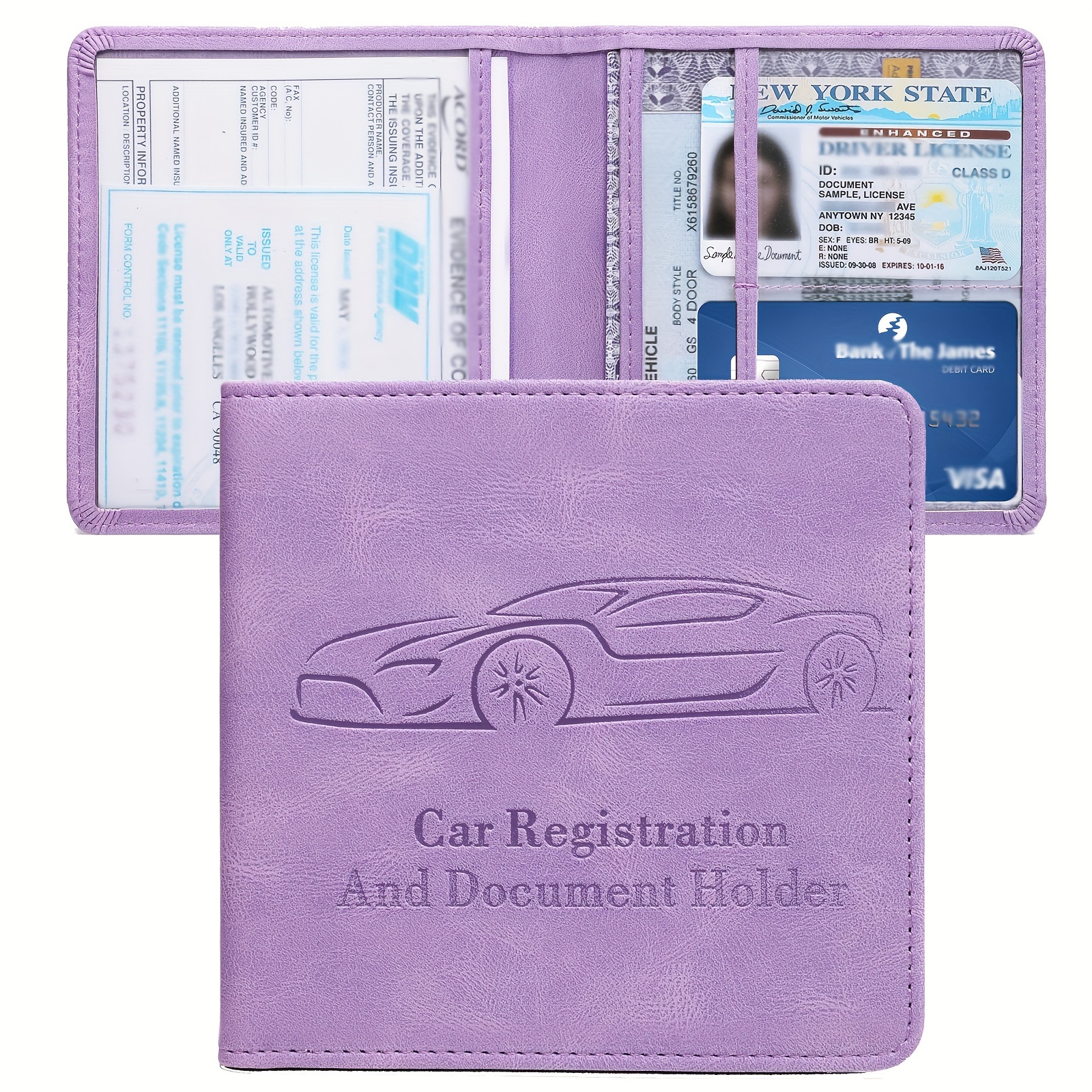 TEMU Organize And Store Men's Casual Simulated Vehicle Registration Insurance Folder Wallet
