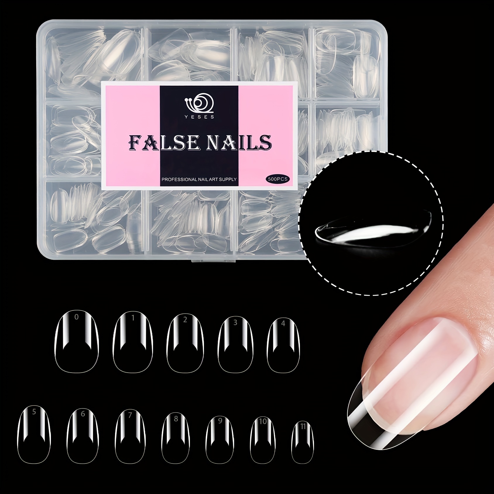 

Yeses Acrylic Nail Kit 288pcs Short Oval Transparent Pre- Transparent Full Cover Soft Fake Nails, Nail Tip Soak Easy Nail Extension Kit Diy Art Home Gift For Women Press On Nails