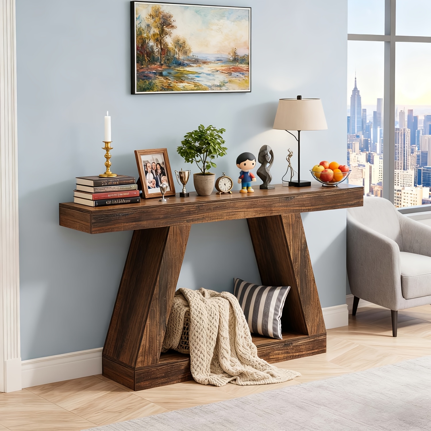 55-inch Rustic Console Table In Dark Brown - A Farmhouse Industrial Sofa Table Featuring Storage, Ideal For And Living Rooms