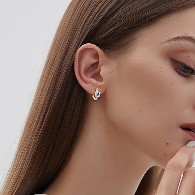 Unisex 925 Silver Moissanite Simple Hoop Earrings