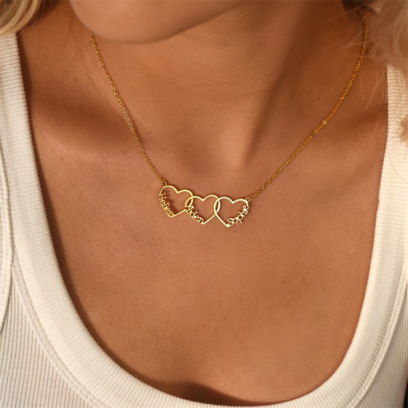 E-shop Personalisiertes Familienname-Herz-Halsband, Multi-Herz-Halskette, Namenshalskette für Mama, personalisiertes Halsband, Muttertagsgeschenk,