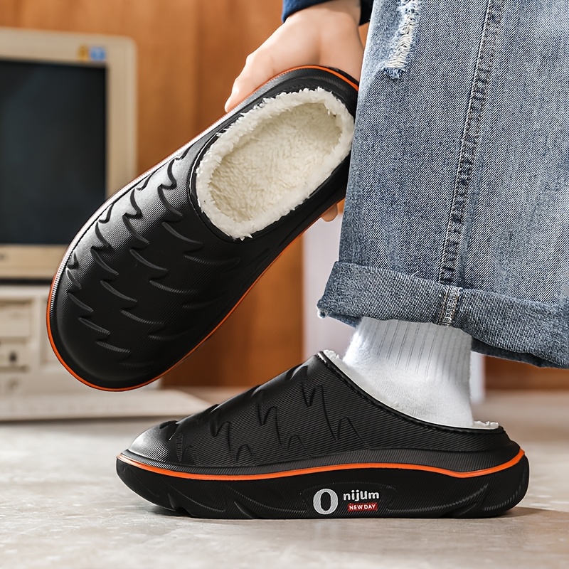 Chaussons d'hiver en peluche robustes pour hommes et femmes avec semelle de haute qualité et semelle épaisse - Tout-terrain intérieur/extérieur, antidérapants - Conçus pour la neige et la glace - Bottines chaudes unisexes