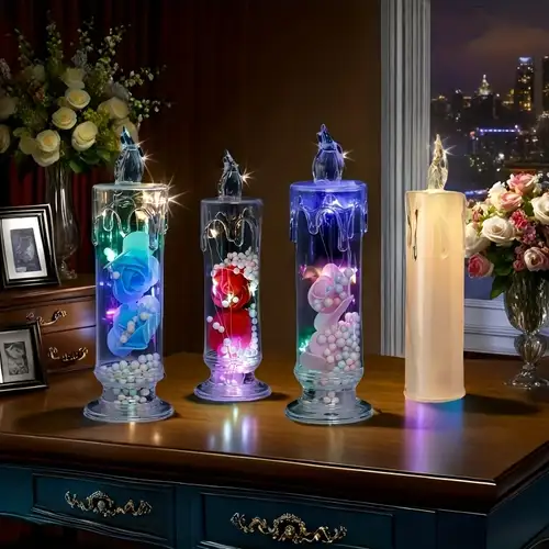 Mavandes Flameless Flickering Glass Candles with Remote and Timer,Cherry Blossom Mavandes Flameless Flickering Glass Candles with Remote and Timer,Cherry Blossom