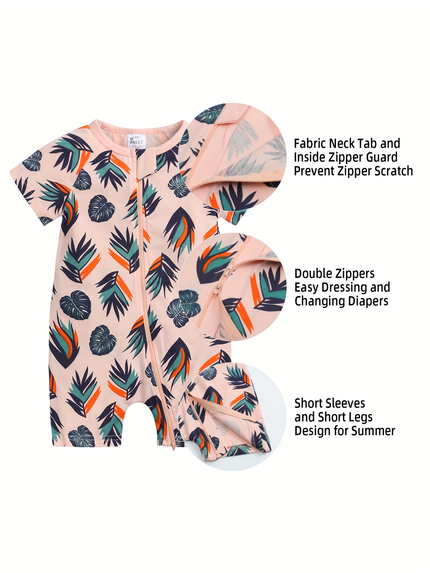 2-Pack Baby Boy/Girl 95% Cotton Short-sleeve Allover Sea Animals/Letter Print Rompers Set