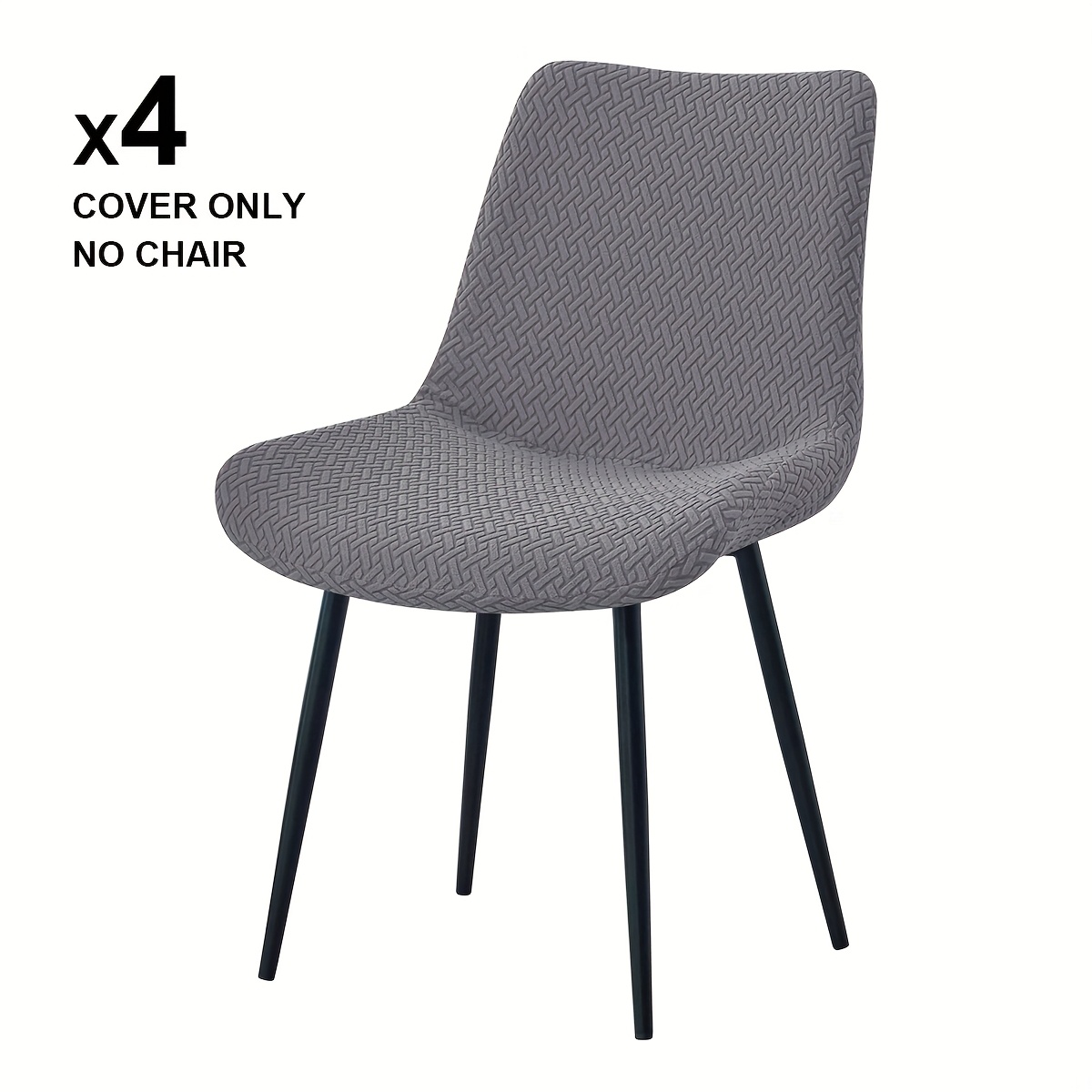 4/6pcs Of Elastic T-shaped Jacquard Chair Covers For Home And Hotel, Designed For Curved Back Dining Chairs