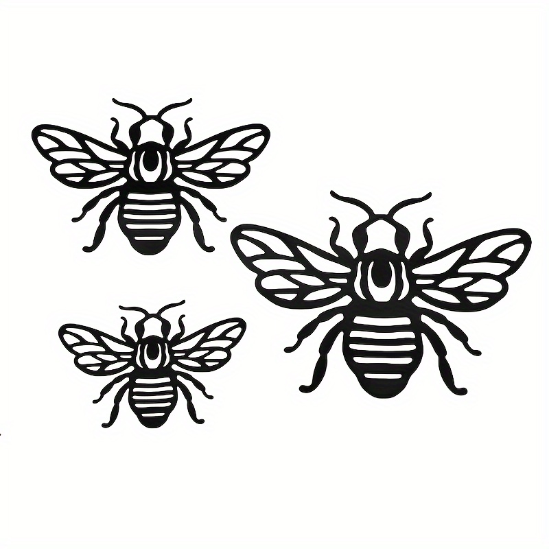 Image of 【2d Flat】 [2d Flat] Citonging 3pcs, Metal Bee Decorations, 3d Wall Art Decor, Fence Decor, Office Decor, Halloween Decor, Holiday Decor, Decorative Gift For