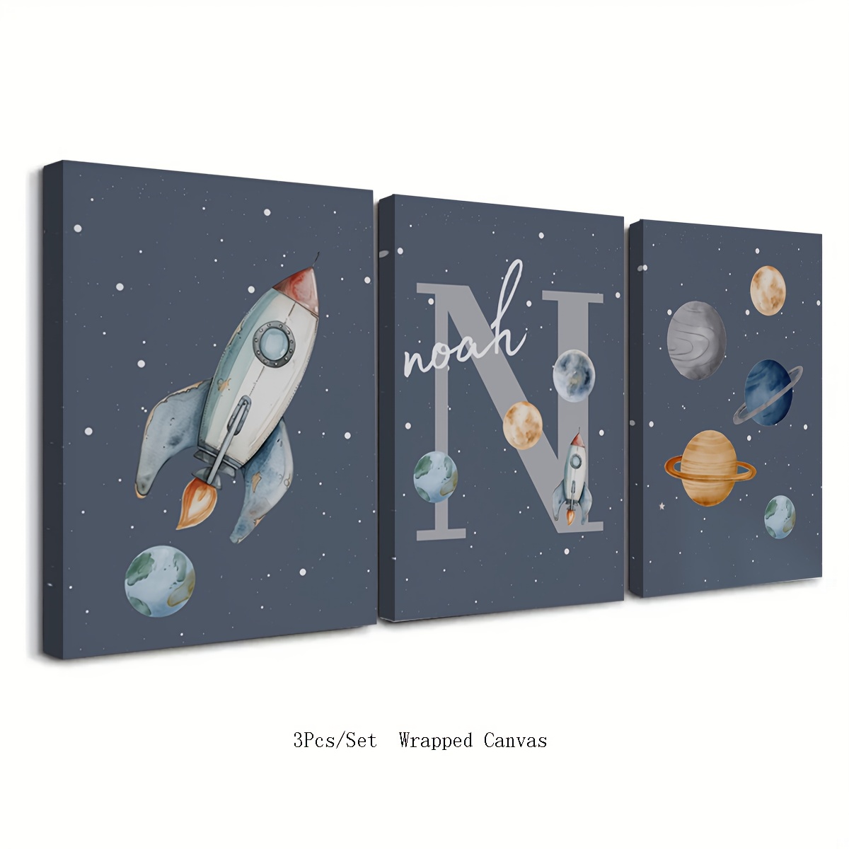 TEMU 2d Flat, 2d Flat, [2d Flat] 3pcs/set Customized Canvas Posters, Space Art Prints Posters, Outer Space Printable Wall Arts Set Of 3 For Bedroom