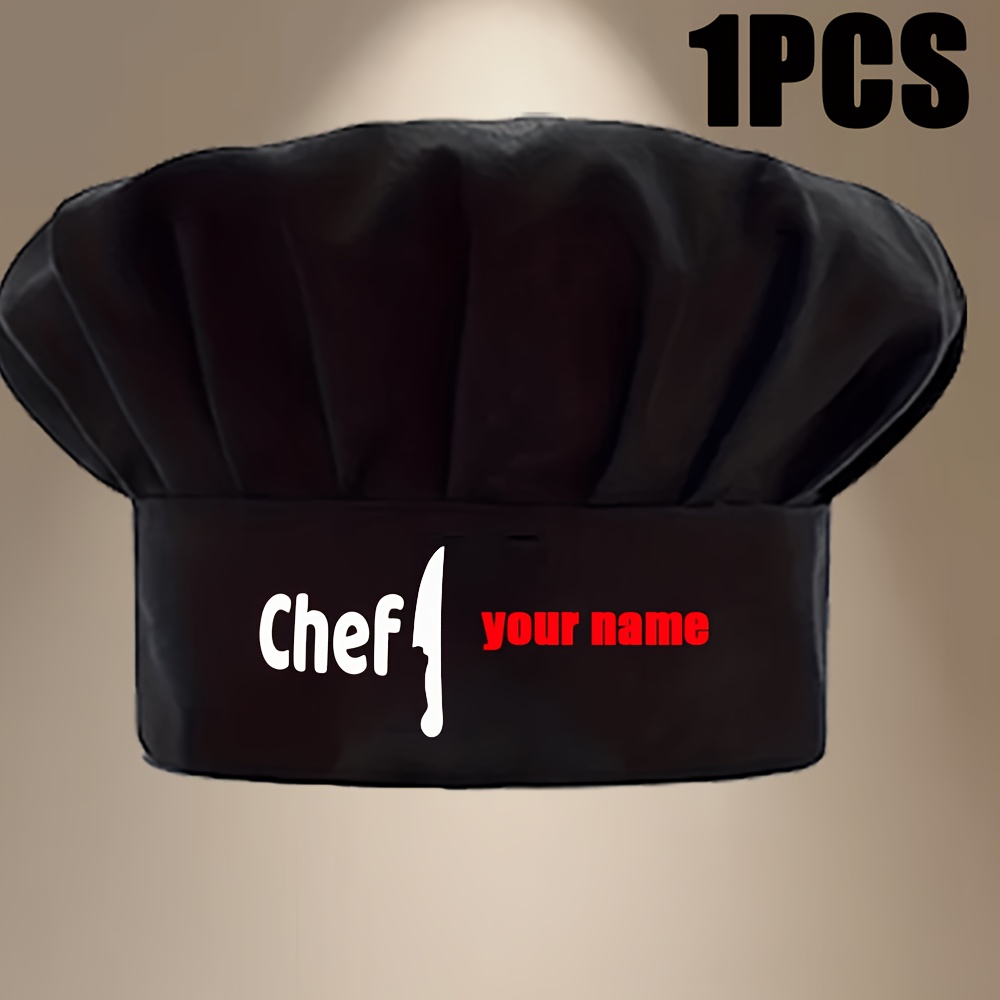 TEMU 1 Custom Personalized Chef Hat: Bbq Accessory With Custom Name, Adult Cooking And Grilling Gift, Option To Add Name To Chef Knife Pattern,