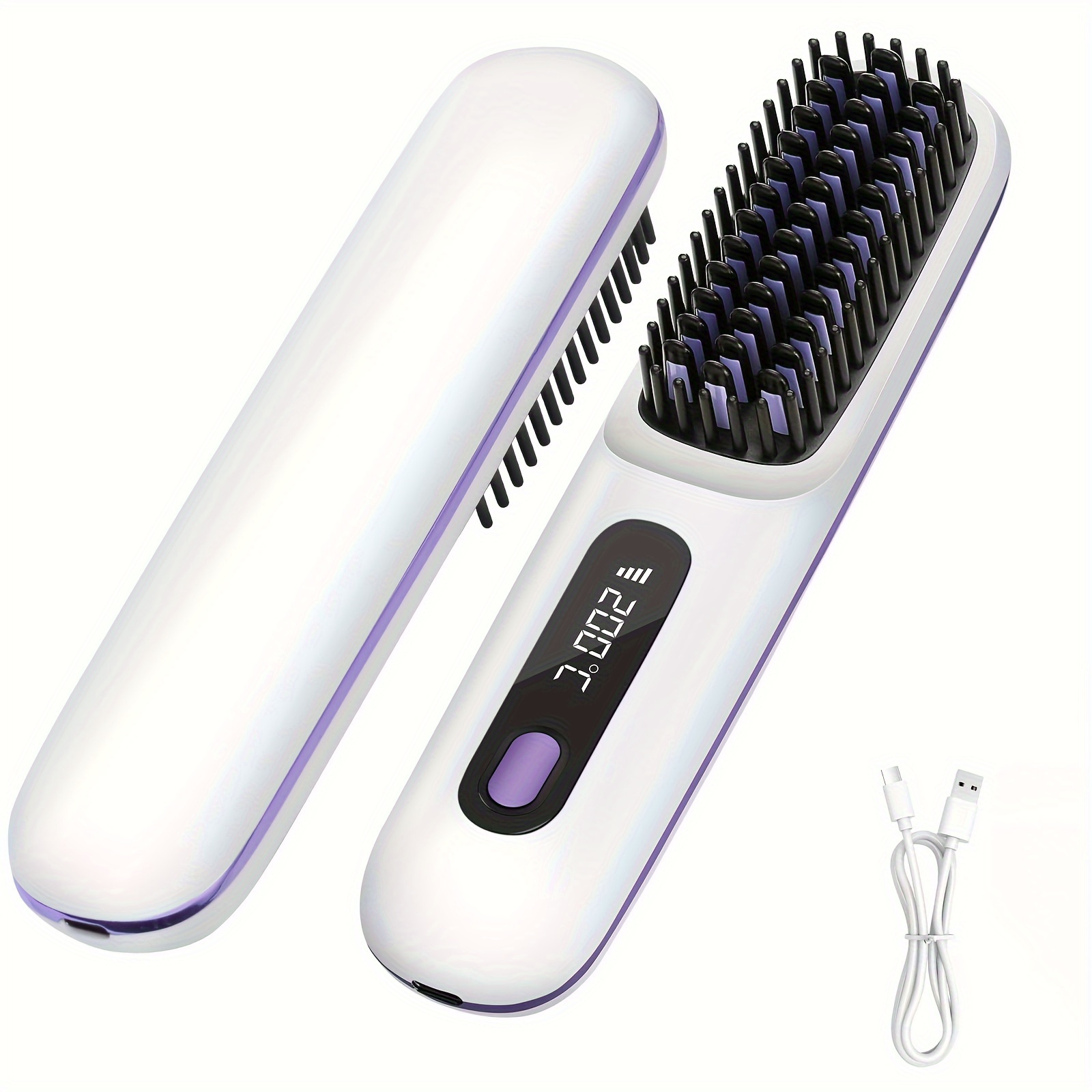 

Genai Portable Cordless Hair Straightener Brush With Led Display - Lightweight Mini Negative Ion Hot Comb, Usb Rechargeable Travel Essential Gift For Women, Anti-scald Protection