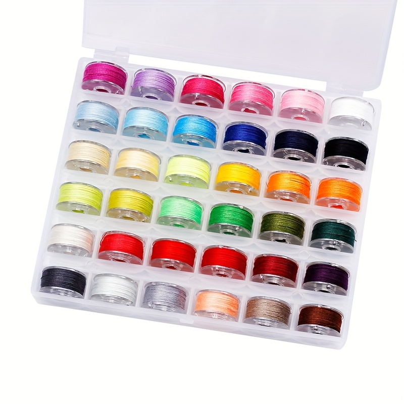 

36-piece Sewing Machine Bobbins Set With Assorted Thread Colors - Pre-wound Bobbins In Stackable Organizer Box - Durable Replacement Bobbins For Household Sewing Machines - Multi-color Variety Pack