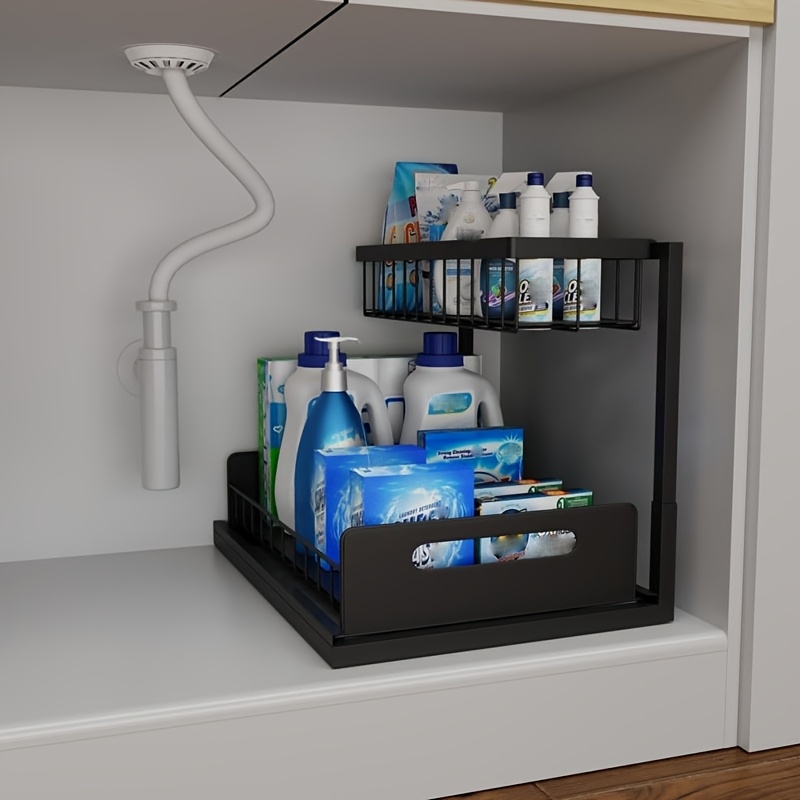 Organisateur Salle Bain Organisateur Sous Évier TOOCA BEAR 2 Niveaux Coulissants - Hauteur Réglable - Rangement Cuisine Et Salle De Bain Rangement Sous évier