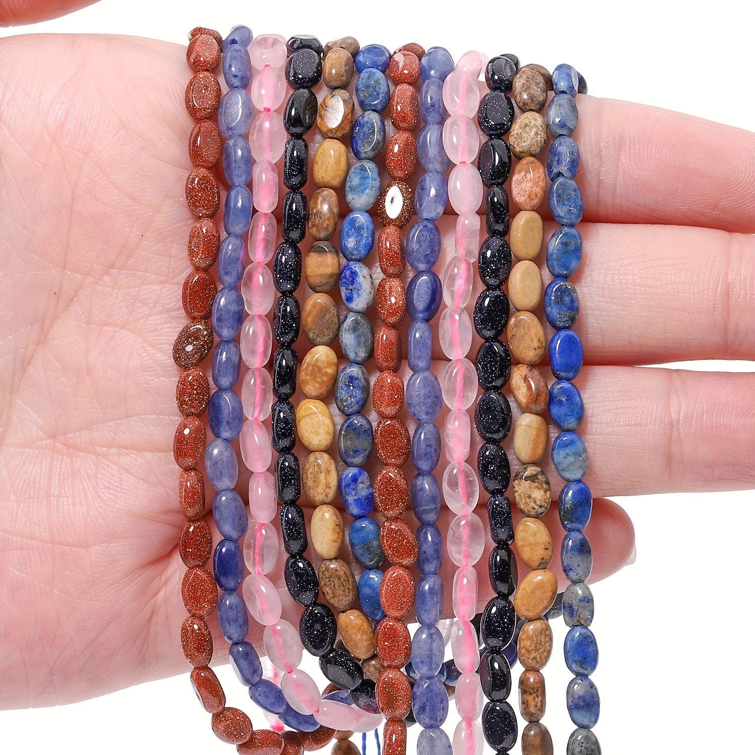 Natural Oval Stone Spacer Beads for DIY Jewelry Making