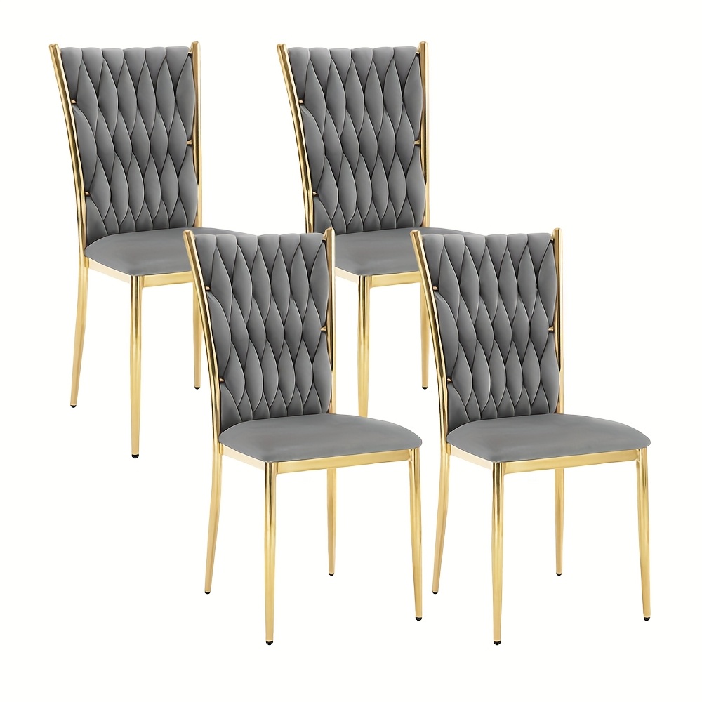 4pcs Dining Chairs, Dining Room Chairs, Velvet Kitchen Chairs, Modern Dining Chairs, Design Chairs, High Back Metal Legs For Dining Room, Kitchen, Bedroom, Living Room