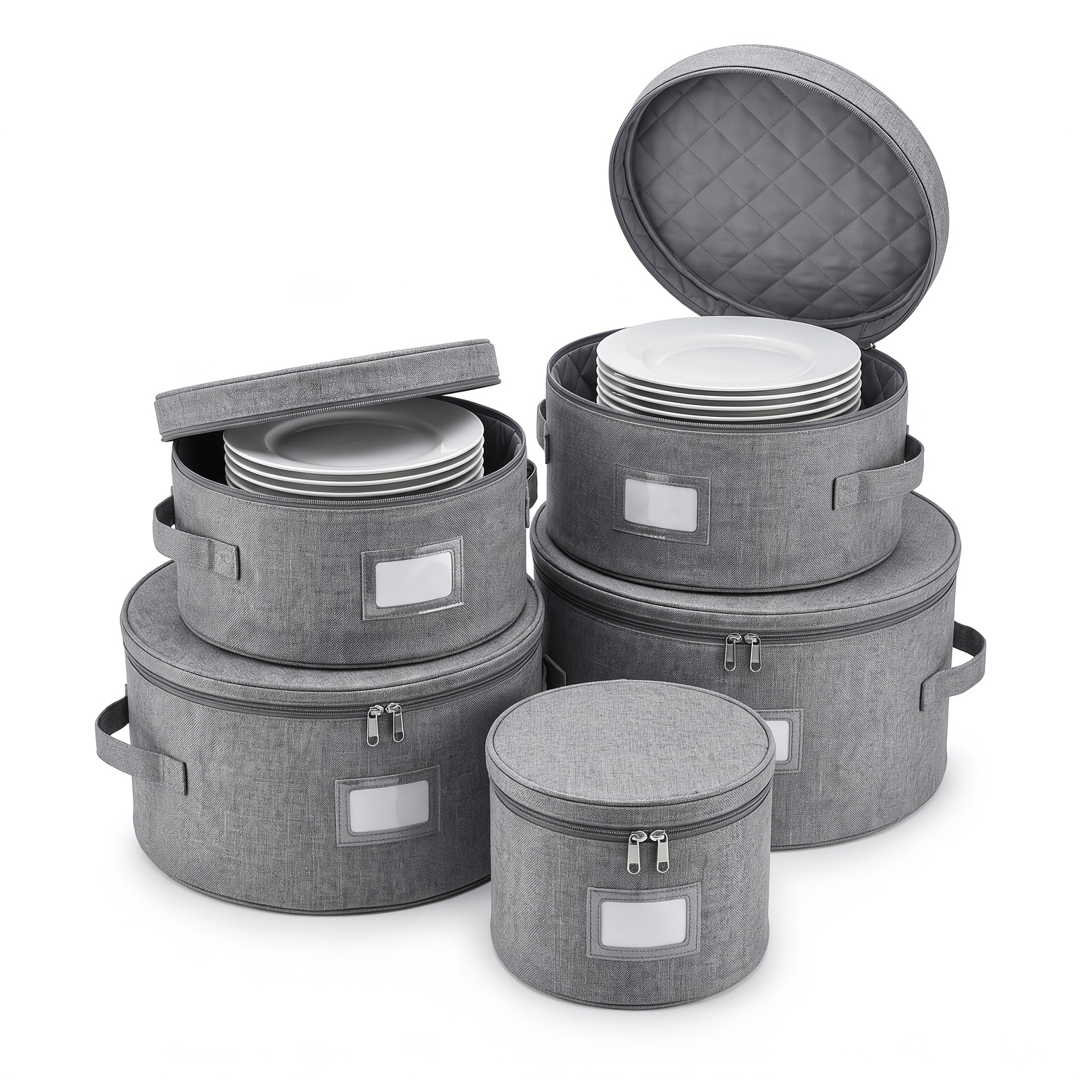 TEMU Tableware Storage Box, Container Storage Box, Stackable Dustproof Protective Cover For Plates, Bowls And Tableware Storage, Round Zippered Lid
