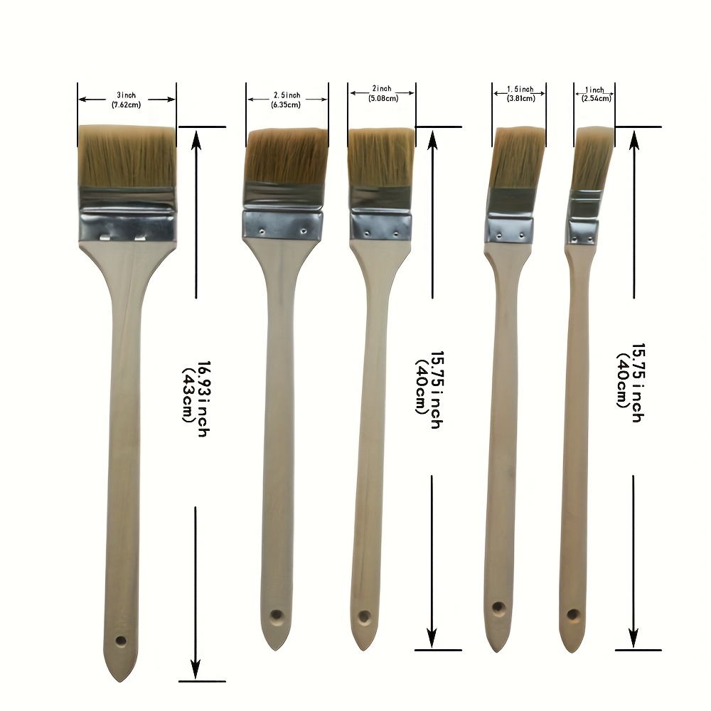 5pcs Of Paint Brushes, Cleaning Brushes, Extended Handle Angled Brushes, Dusting Brushes, Suitable For Cleaning, Painting, And Coating Tasks