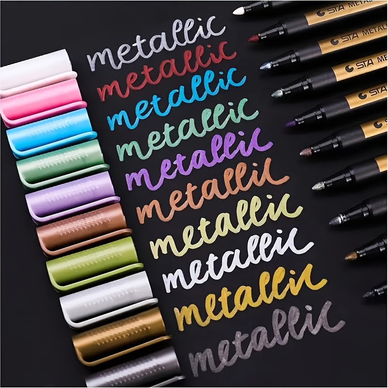 JR.WHITE Paint Markers Pens Metallic, 10 Colors Paint Pens for Rock  Painting, Black Paper, Scrapbook, Photo Album, Paint Marker for DIY Arts &  Crafts, Glass, Wo…