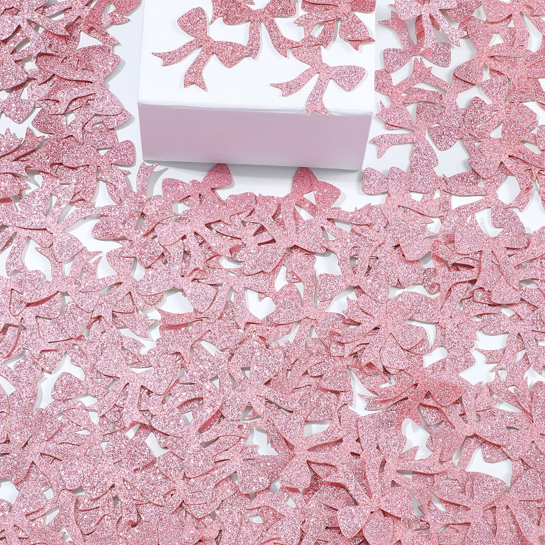 

100pcs nœuds roses enterrement de vie de fille, décorations de table à paillettes nœud rose coquette pour la Saint-Valentin, fête d'anniversaire, fête de mariage, fournitures de fête.