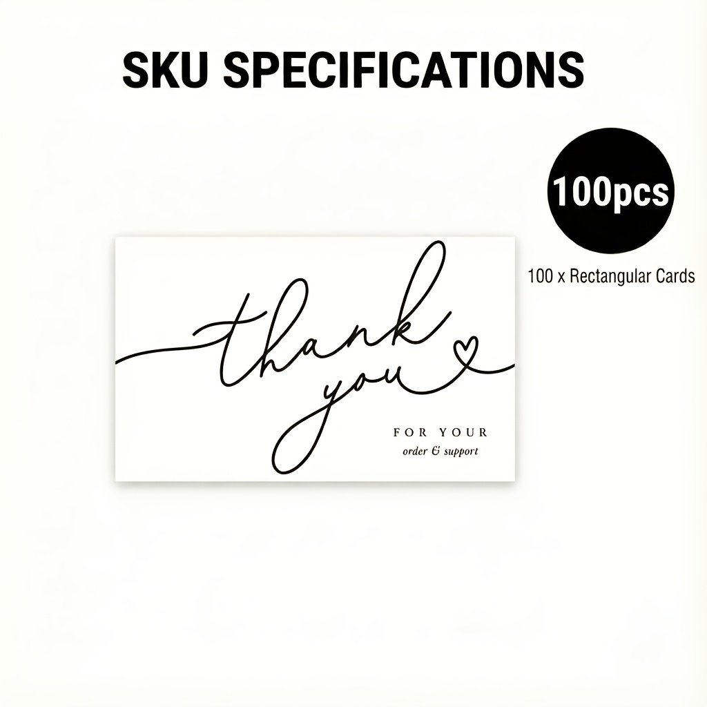 Image of 100pcs Of Beautifully Minimalist Thank You Cards - Art - High-quality Gratitude Cards, Suitable For Business Orders, Wedding Favors, And Event Planning - And
