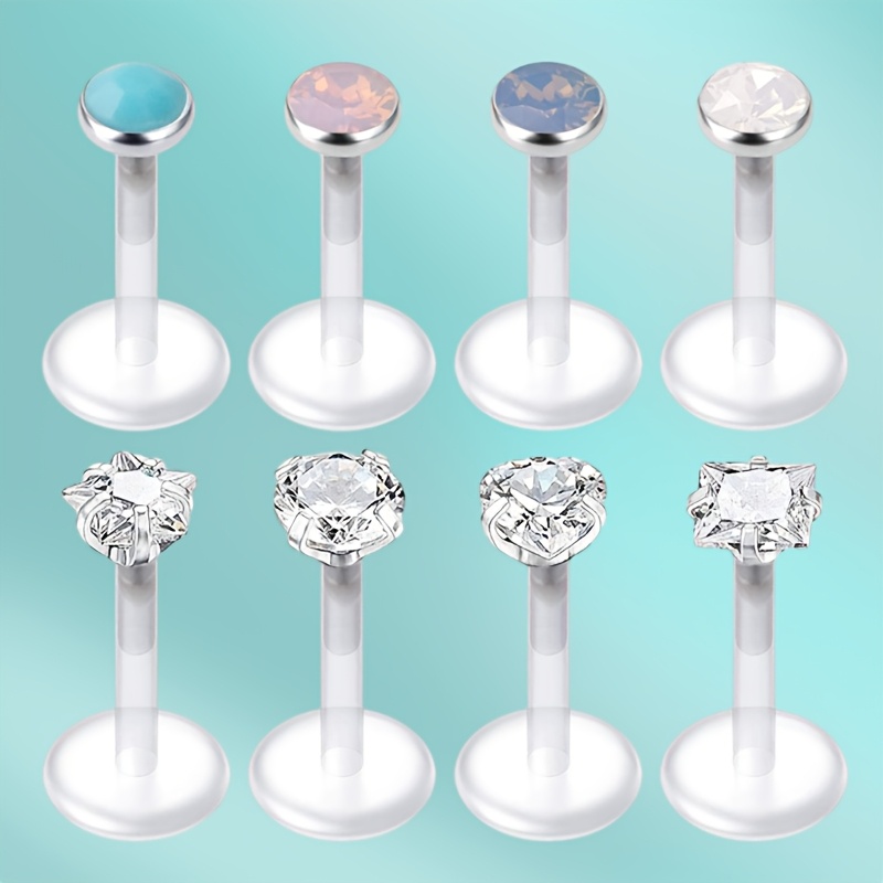 Image of A Set Of 8 Acrylic Lip Studs, Designed For Comfortable And Allergy- With A Easy And , Suitable For Daily Use, School, And Office, And Can Be As A Holiday Gift