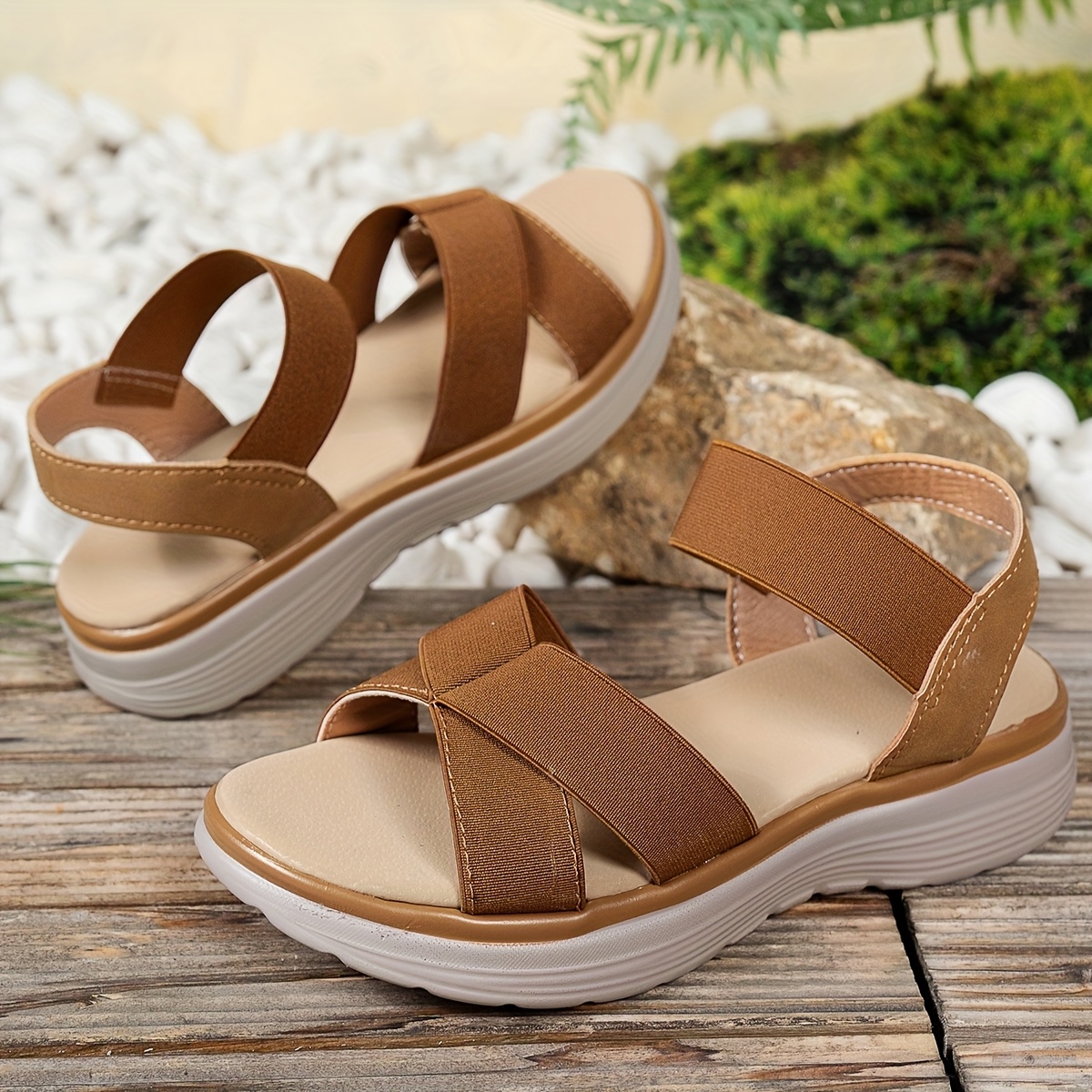   womens flat sandals elastic strap crisscross design stylish casual summer flats sporty leisure shoes Product details 4