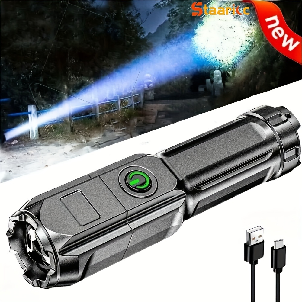 

1pc Super Bright Zoomable Flashlight - Portable, Multi-functional And Perfect For Outdoor And Home Use!