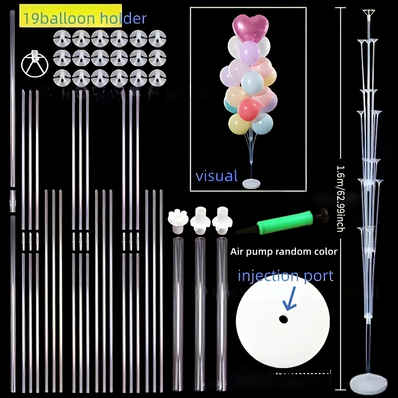 TEMU A Set Of 1.66-meter-high Reusable Balloon Stand With A Stable Weighted Base, Easy To Assemble Diy. Balloon Accessories. Suitable For Indoor And