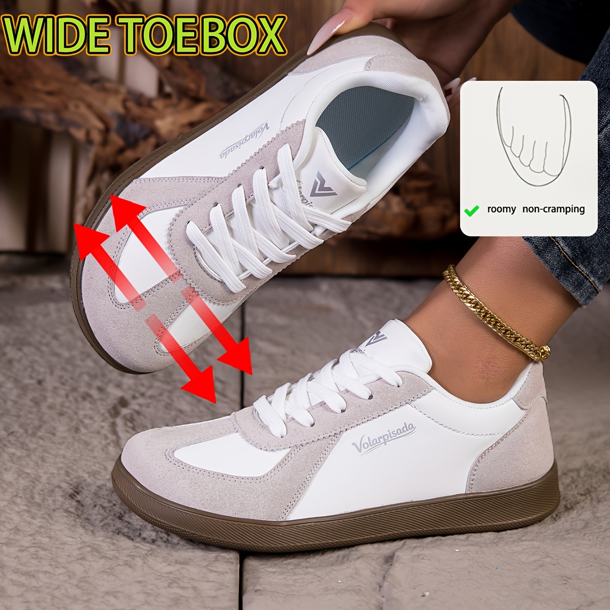 E-shop Damen Plateau-Sneaker mit weiterem Zehenbereich, leicht mit weichen Sohlen, vielseitig für Gehen, Fitnessstudio, Yoga, Outdoor-Training Wandern.