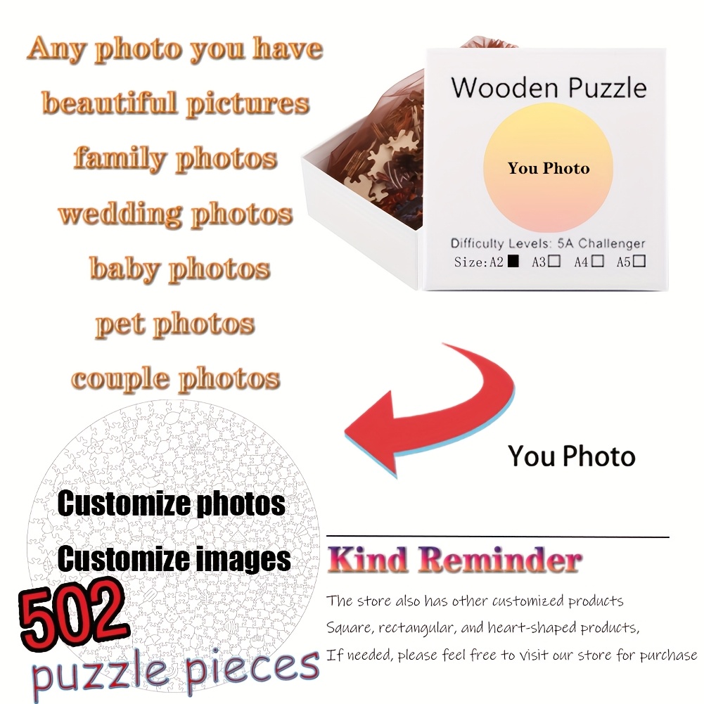 Custom 502pcs Round Wooden Puzzle, Personalised