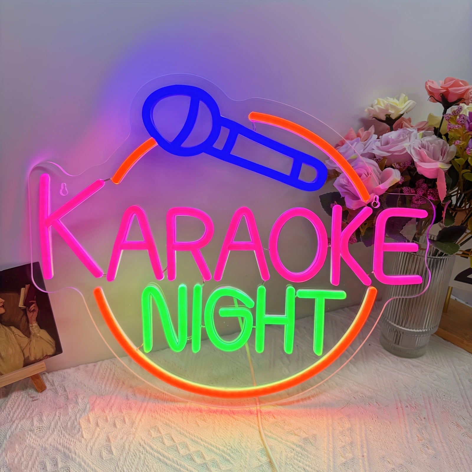 Image of Fomzze Neon Sign, Led Neon Light Signs For Wall Decor, Karaoke Logo Bar Open Wall Led Lights, Usb Powered For Game Room For Man Cave Bar Pub Karaoke Party, Christmas Decor