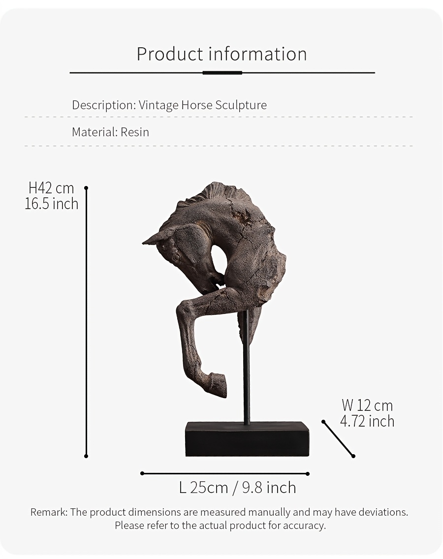 Easegen Home Vintage Rustic Horse Head Sculpture Statue - Resin Abstract Horse Statue with, Tabletop Decor Suitable for Desk, Shelf, Bookcase, Modern Home Office Decorations, Gift for Horse Lovers, Art Collectors