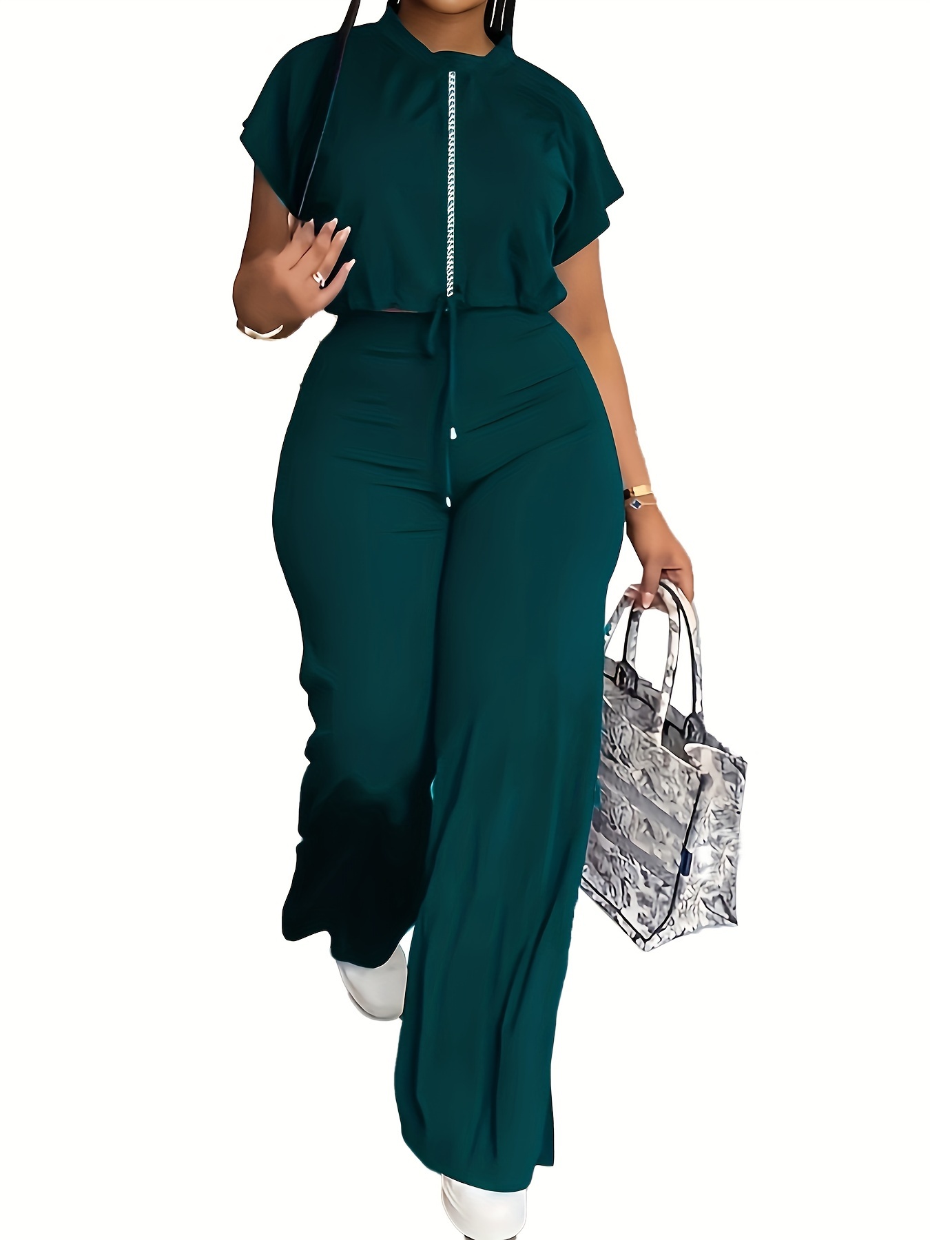 Summer Casual O Neck Knotted Two Piece Set For Women Short Sleeve Crop T  Shirt And Long Plain Pants From Amoy2021, $20.21