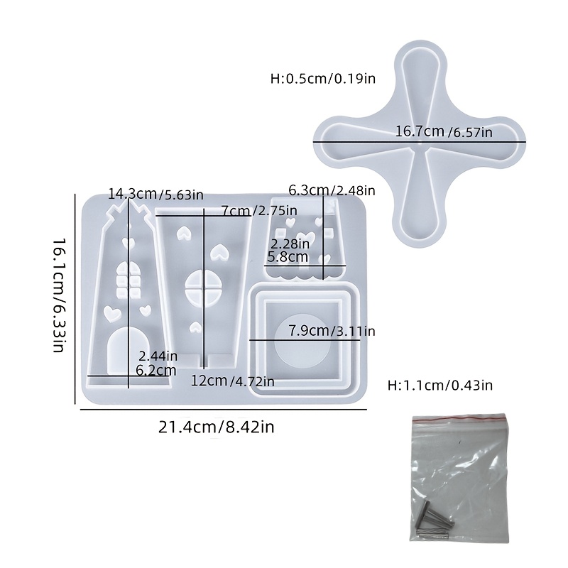3pcs Resin Casting Molds For Rotating Windmill Candle Holders, Hollow Spliced Small House Candle Epoxy Plaster Display Piece Molds