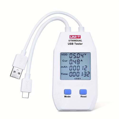 uni t lcd usb type tester power voltage amps meter current capacity cable tester tool ut658dual 4 24v voltmeter ammeter detector inspecting portable power